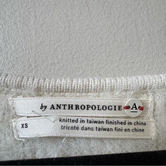 By Anthropologie Ember eyelash pullover cream off white jumper sweater - Picture 6 of 7